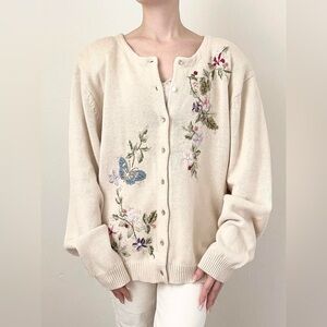 Vintage Embroidered Cream Cardigan